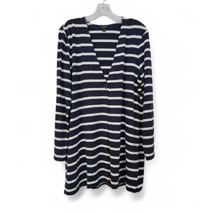 J.‎ Jill Navy & White Stripe L Cardigan Tunic Long Sleeve Nautical Cruisewear